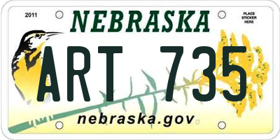 NE license plate ART735