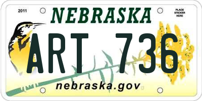 NE license plate ART736