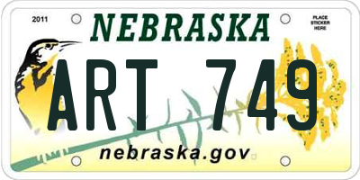 NE license plate ART749