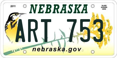NE license plate ART753