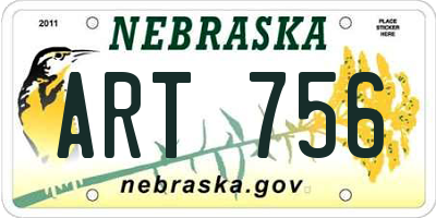 NE license plate ART756