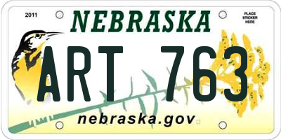 NE license plate ART763