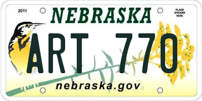 NE license plate ART770
