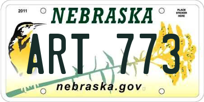 NE license plate ART773