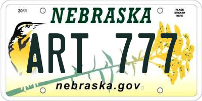 NE license plate ART777