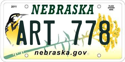 NE license plate ART778