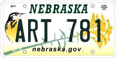 NE license plate ART781