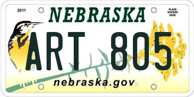 NE license plate ART805