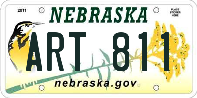 NE license plate ART811