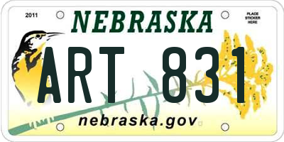NE license plate ART831