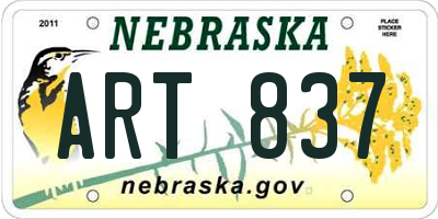 NE license plate ART837