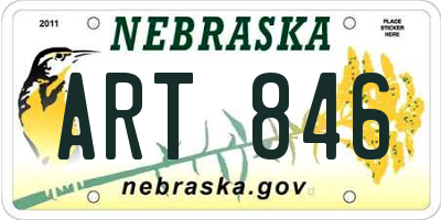 NE license plate ART846