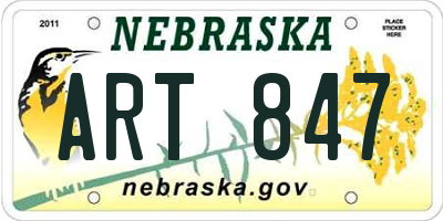 NE license plate ART847