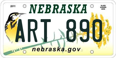 NE license plate ART890