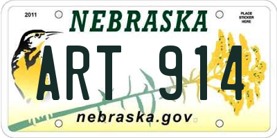 NE license plate ART914