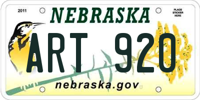 NE license plate ART920