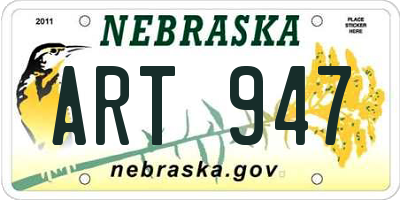 NE license plate ART947