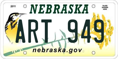 NE license plate ART949