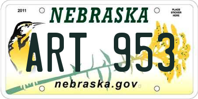 NE license plate ART953