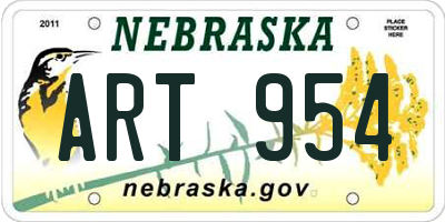 NE license plate ART954