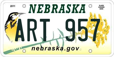 NE license plate ART957