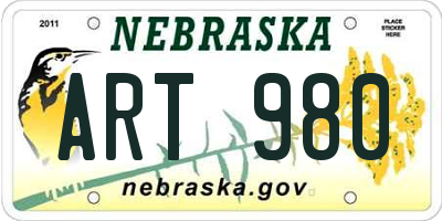 NE license plate ART980
