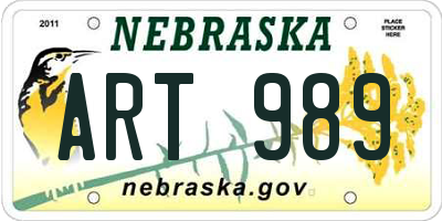 NE license plate ART989