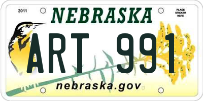 NE license plate ART991