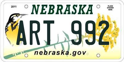 NE license plate ART992