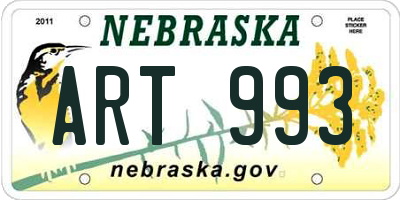 NE license plate ART993
