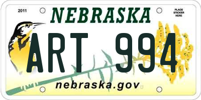 NE license plate ART994