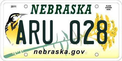 NE license plate ARU028