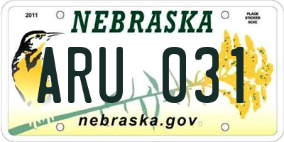 NE license plate ARU031