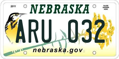NE license plate ARU032