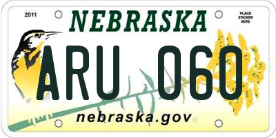 NE license plate ARU060