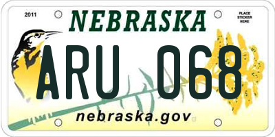 NE license plate ARU068