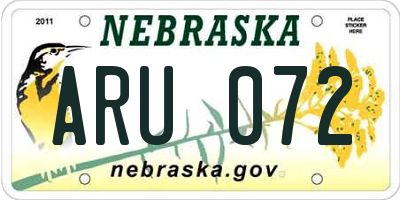 NE license plate ARU072