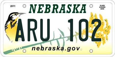 NE license plate ARU102