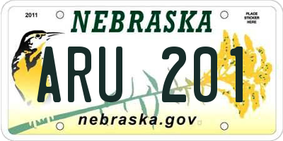 NE license plate ARU201
