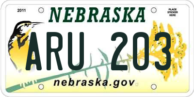 NE license plate ARU203
