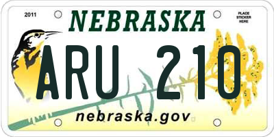 NE license plate ARU210
