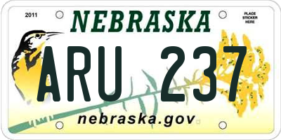 NE license plate ARU237