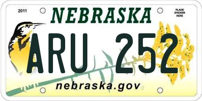 NE license plate ARU252