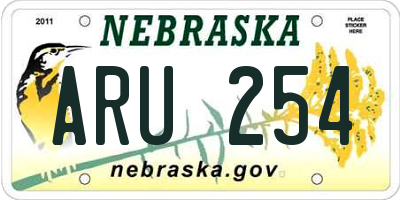 NE license plate ARU254