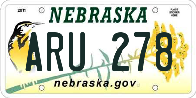 NE license plate ARU278