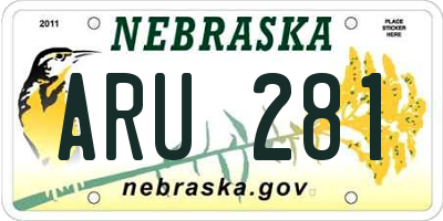 NE license plate ARU281