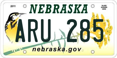NE license plate ARU285