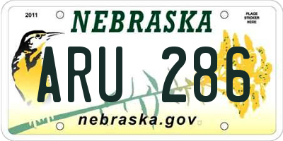 NE license plate ARU286