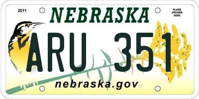 NE license plate ARU351