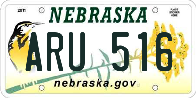 NE license plate ARU516